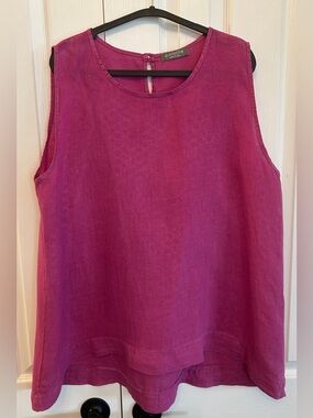 Pistache 100% Linen Tank Made in Italy Magenta Size XL EUC